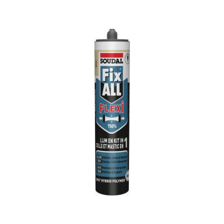 MASTIC COLLE POLYMERE HYBRIDE SOUDAL - FIX ALL FLEXI - BLANC - CARTOUCHE 290 ML - 105029