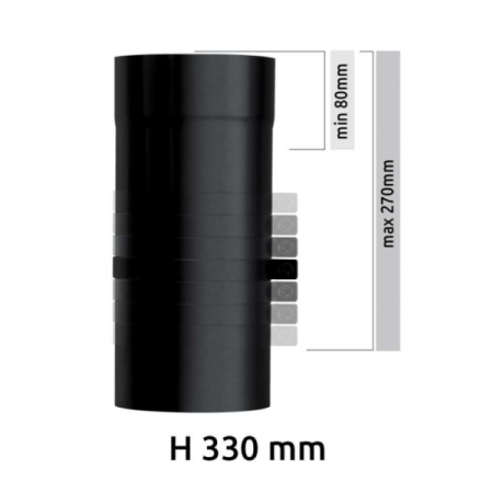 EMAIL LIGNE + ULTRA MATT - TUYAU COULISSANT - D 150 - LG 330 - NOIR - REF.UU1520