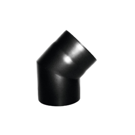 MC ACIER PEINT 2 MM - COUDE 45° 2 PIECES COURT - D 200 - NOIR - REF.C45D200CORTA