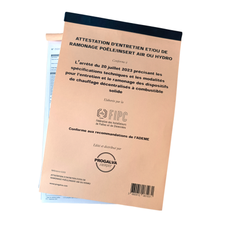 CARNET D ENTRETIEN ET/OU DE RAMONAGE POELE/INSERT AIR OU HYDRO - REF 6103