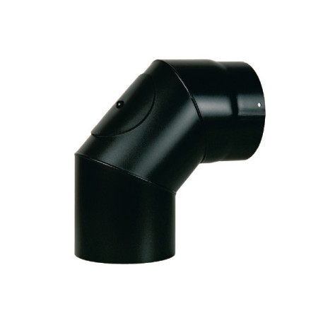 MC ACIER PEINT 2 MM - COUDE 90° 3 PIECES AVEC TRAPPE - D 130 - NOIR - REF.C90D130IF