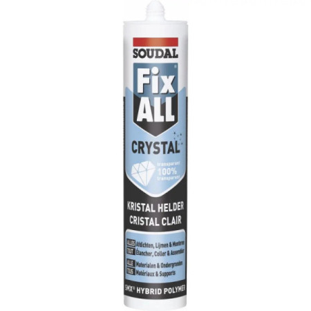 MASTIC COLLE POLYMERE HYBRIDE SOUDAL - FIX ALL CRYSTAL - CARTOUCHE 290 ML - 110980